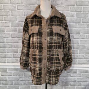 Panache Apparel Karissa Plaid Fleece Jacket Cozy Cabincore Womens Oversized Sm